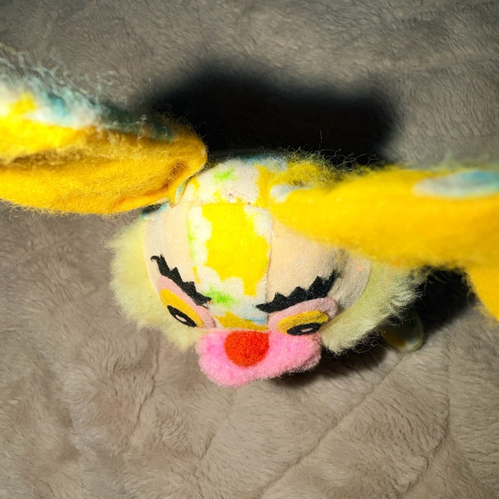 Vintage Velveteen Sawdust Stuffed Yellow Rabbit Japan Dream Pet - Picture 4 of 10